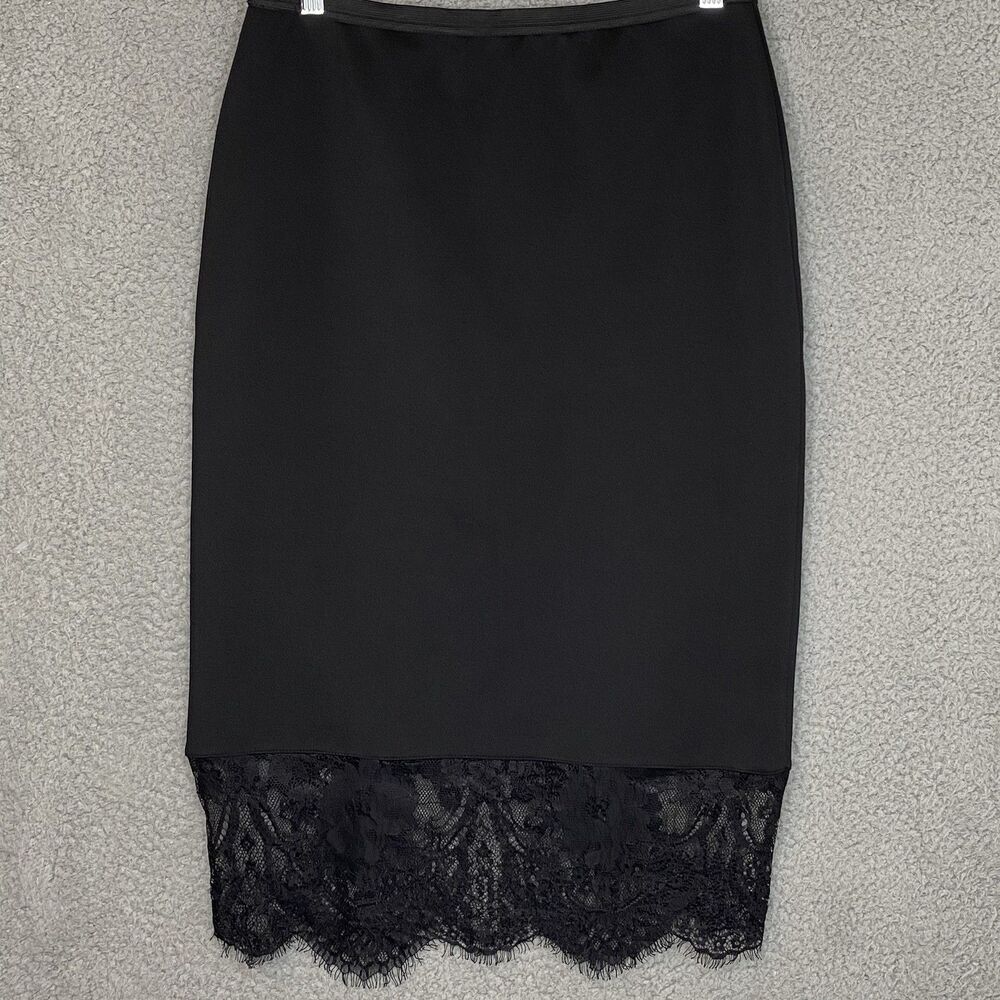 Dark Fairy Black Stretch WhimsiGoth Skirt Lace Midi Skirt size Large Layer